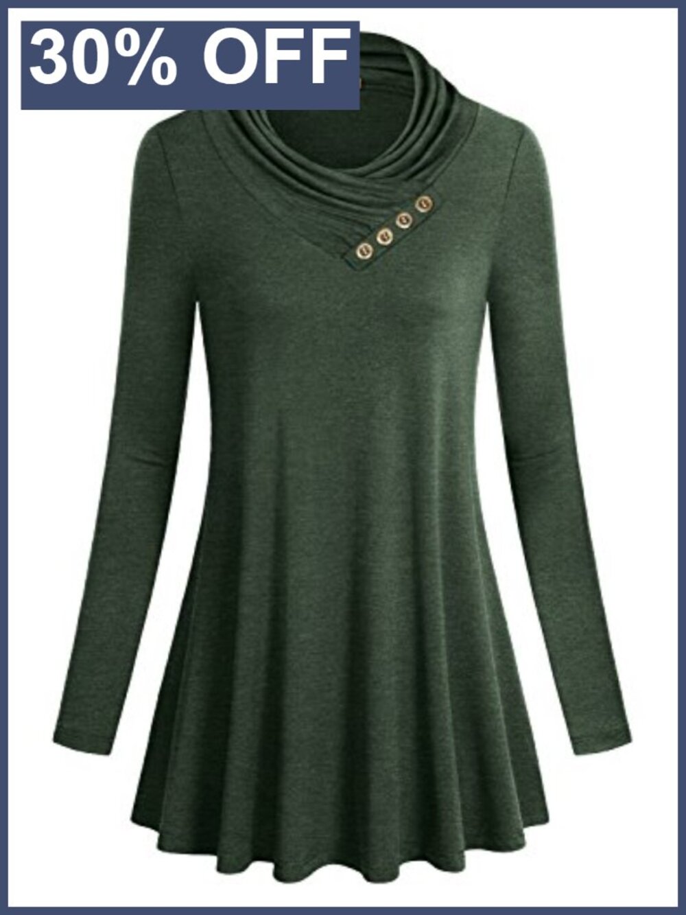 Womens Long Sleeve Cowl Neck Form Fitting Casual Tunic Top Blouse
